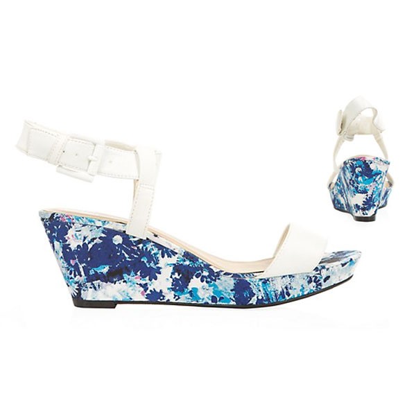 Weisse Floral Blumen Sandalen Sandaletten Wedges Keilabsatz