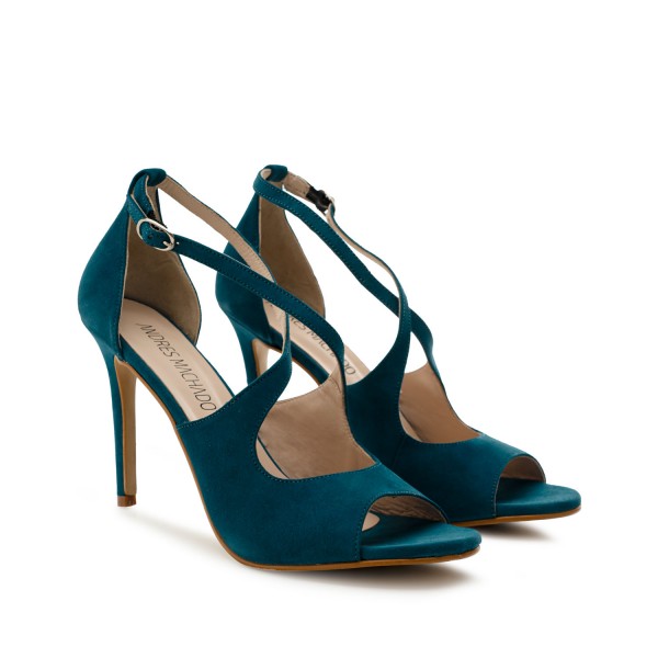 blaue wildleder velourleder leder pumps high heels stilettos sandalen andres Machado diamond shoes