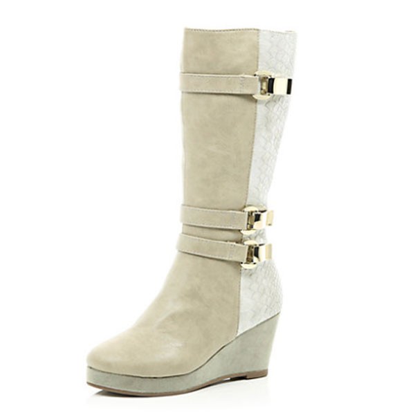 DS135 Creme Stiefel im Kroko-Look diamondshoes boots untergrößen