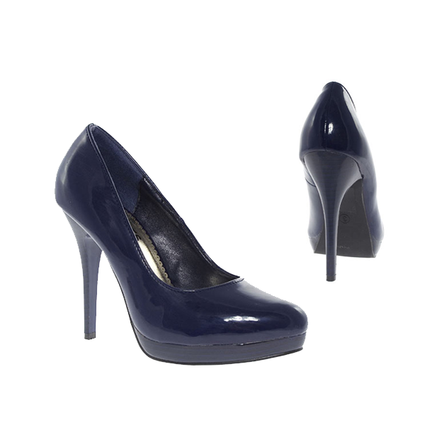 Marine Navy Blaue Lack Pumps High Heels