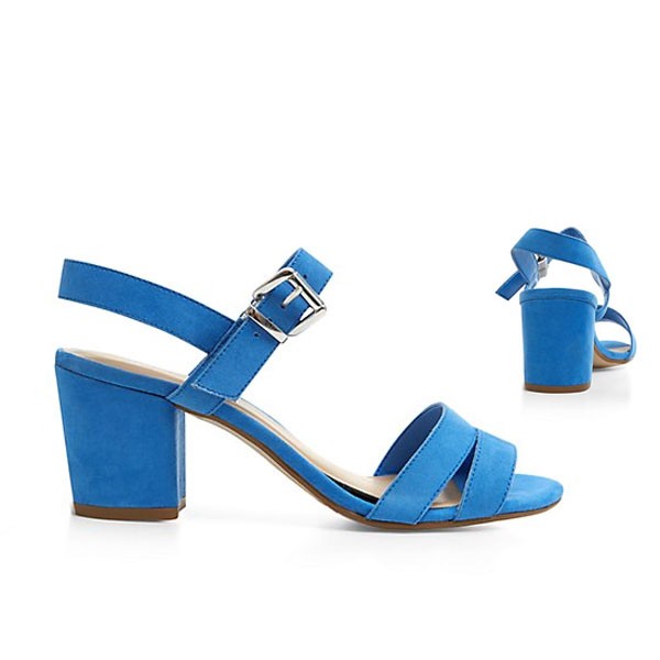 Blaue Faux Wildleder Sandalen Sandaletten Slingback