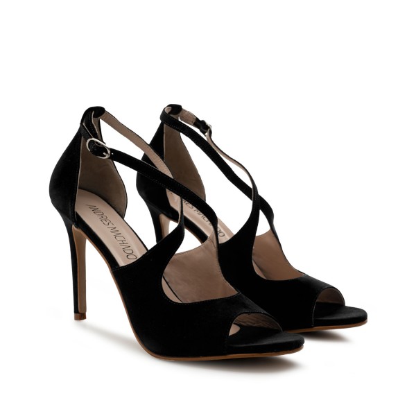 schwarze wildleder velourleder leder pumps high heels stilettos sandalen andres Machado diamond shoes