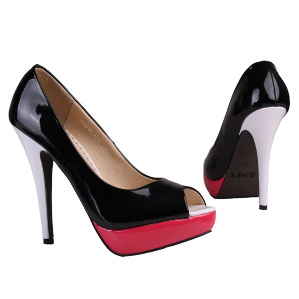 Schwarze Lack Peep Toes